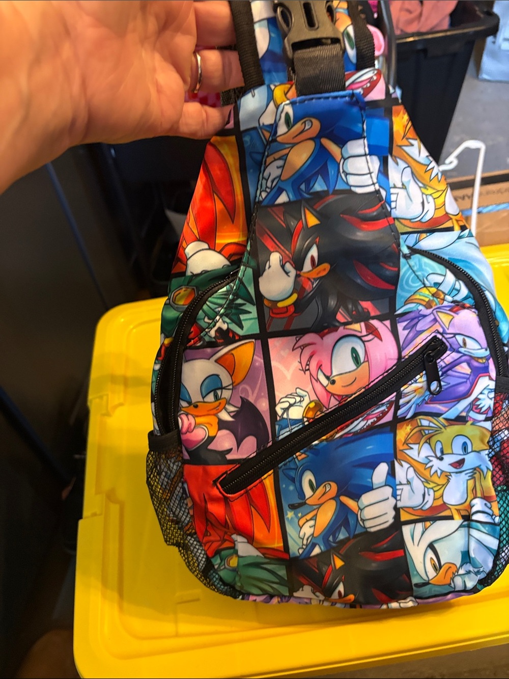 Multicolor Sonic Characters Kids Sling Backpack - Unbranded